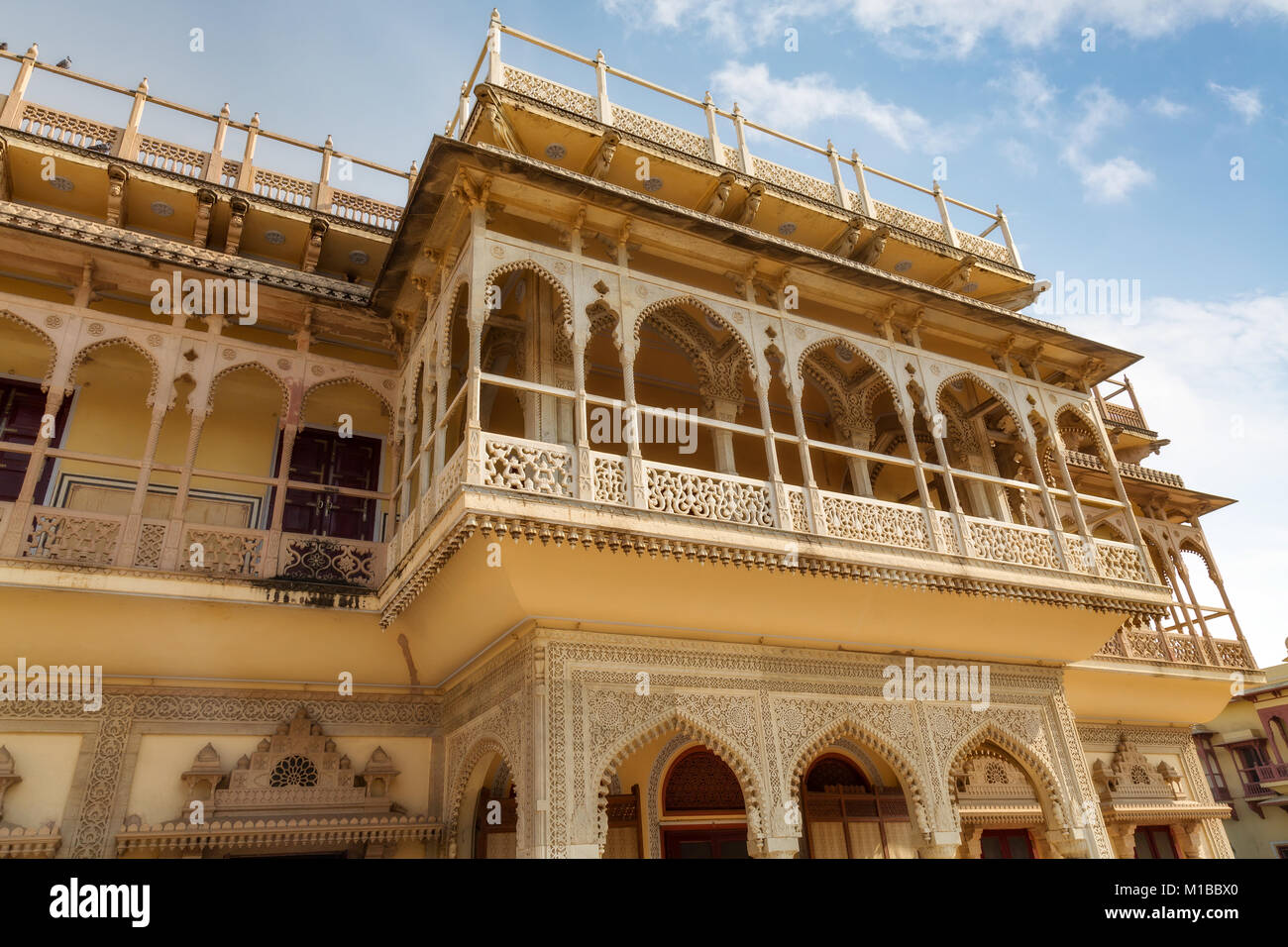 City Palace Jaipur Rajasthan - uno storico palazzo reale museo noto come Mubarak Mahal nel complesso del City Palace Foto Stock