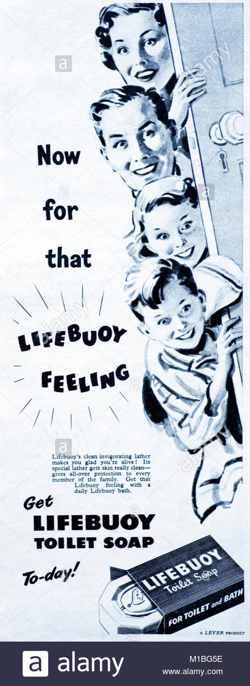 Salvagente sapone pubblicità vintage 1950 Foto Stock