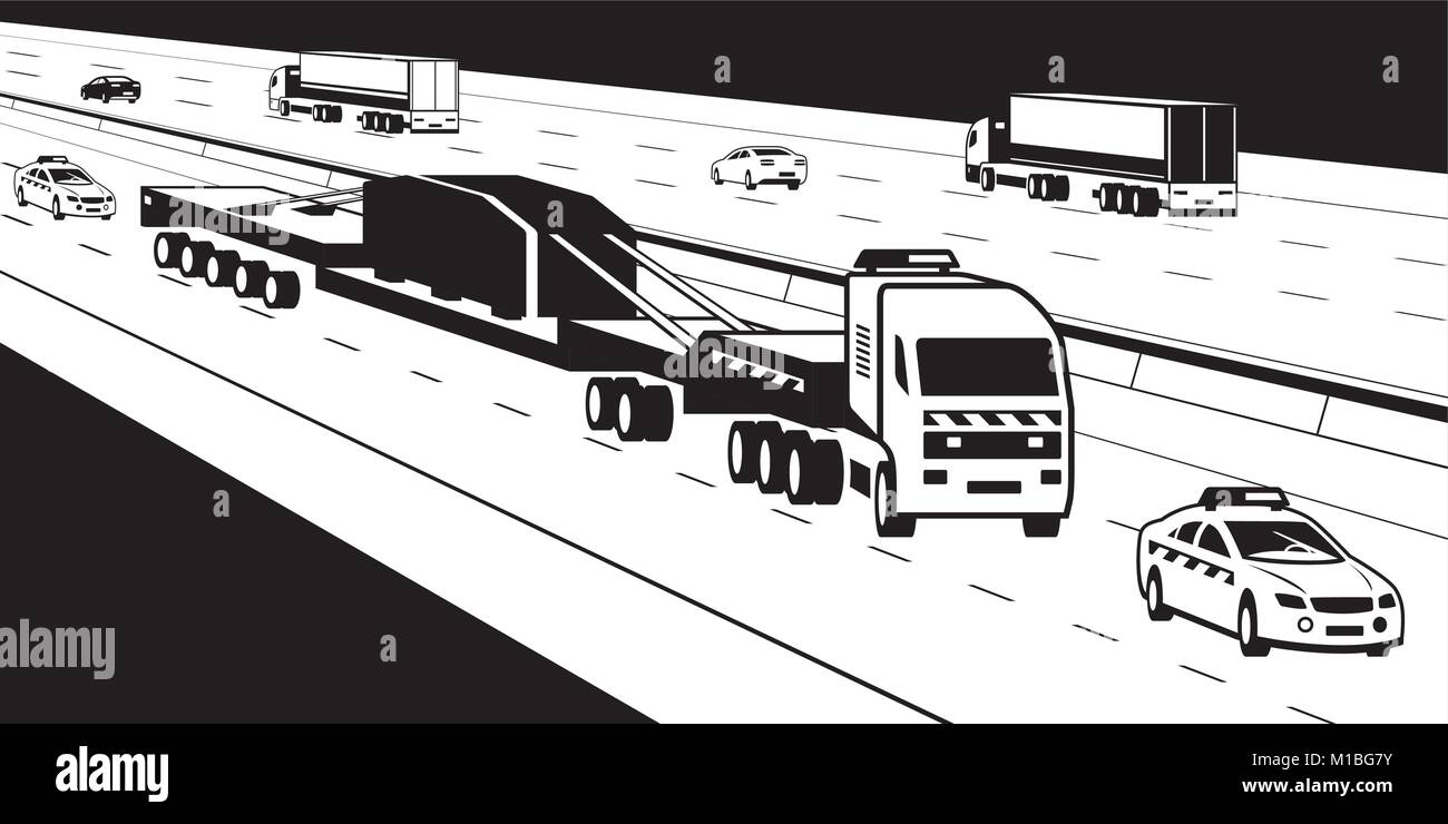 Carrello per impieghi pesanti con pilota di vetture su strada - illustrazione vettoriale Illustrazione Vettoriale