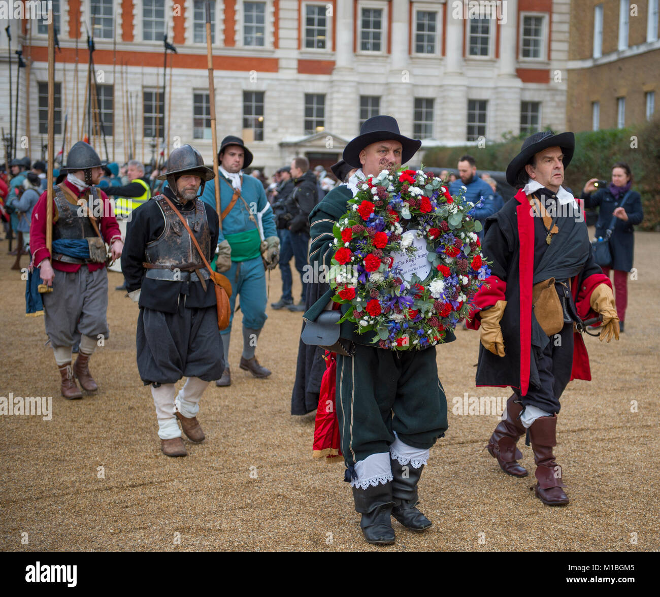 Il 28 gennaio 2018. Il Kings marzo a Londra seguendo il percorso del Re Carlo 1 per la sua esecuzione il 30 gennaio 1649. Credito: Malcolm Park/Alamy. Foto Stock