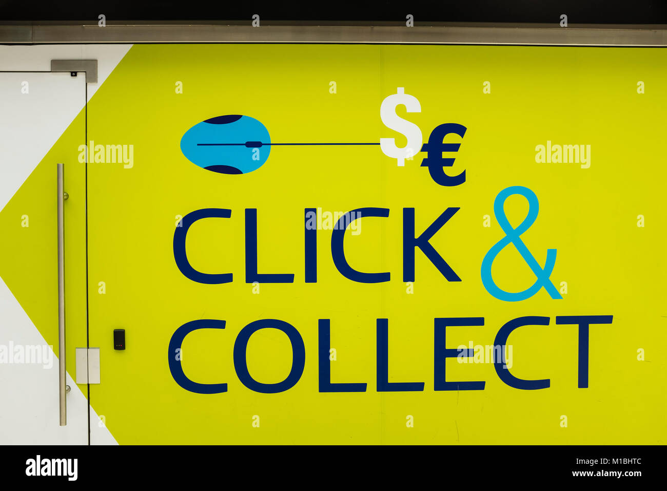 Fare clic su valuta e raccogliere segno, London, Regno Unito Foto Stock