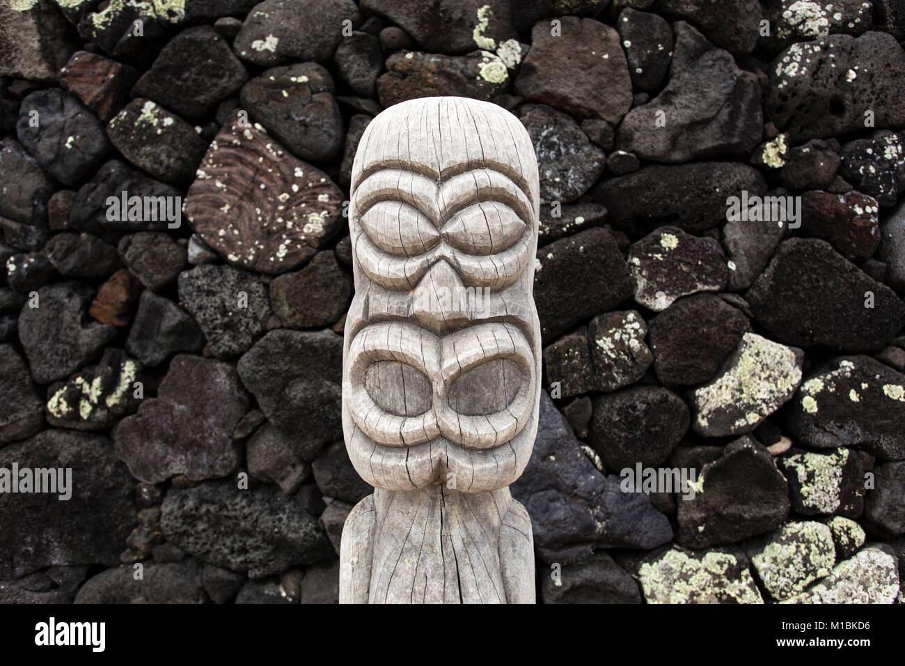 Tiki di Puuhonua o honaunau, (luogo di rifugio, Big Island delle Hawaii, Foto Stock