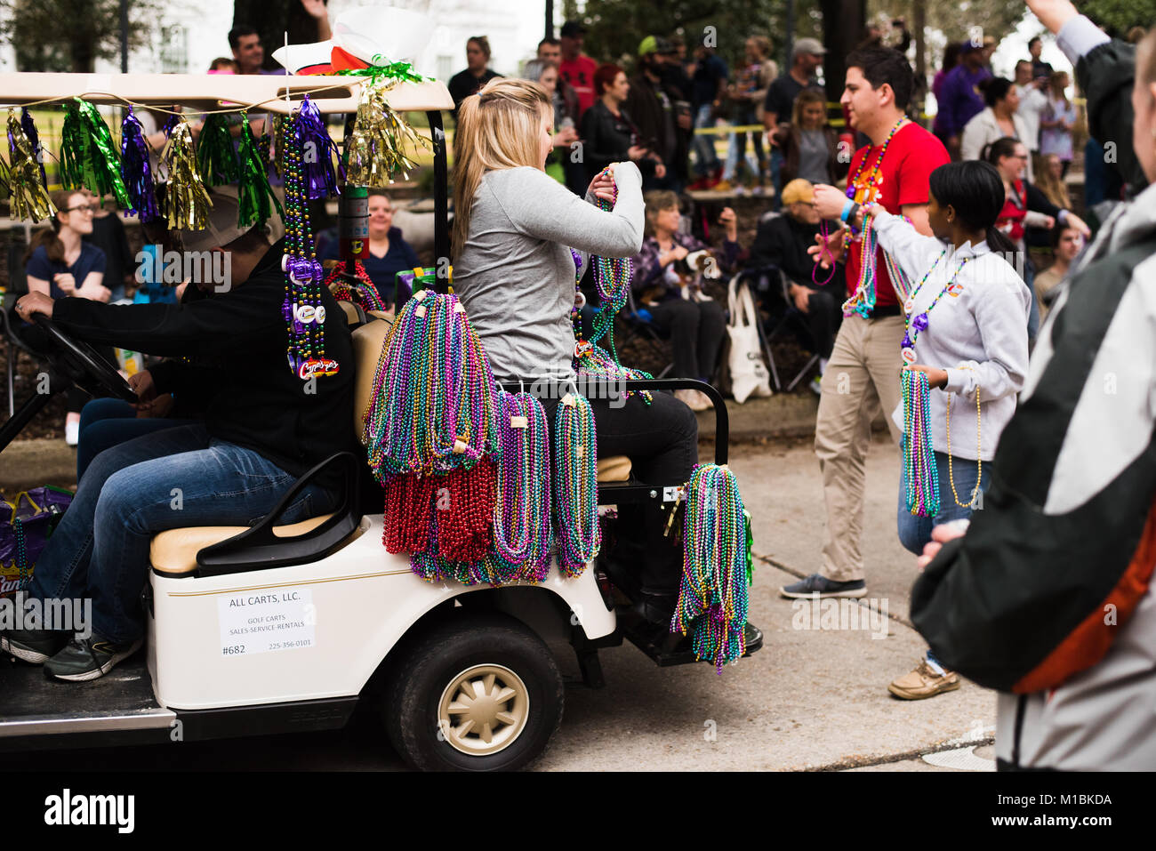 CAAWS Krewe di Mutts, Baton Rouge cane Mardi Gras Parade Foto Stock