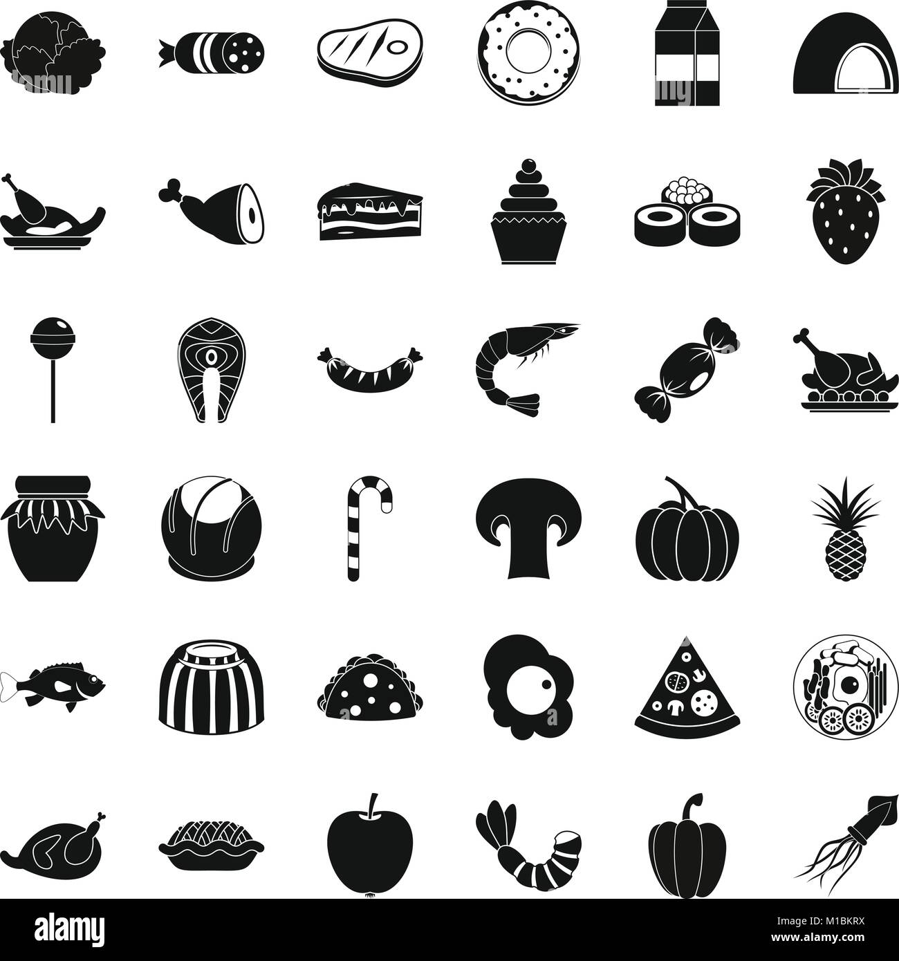 Ristoro set di icone, stile semplice Illustrazione Vettoriale