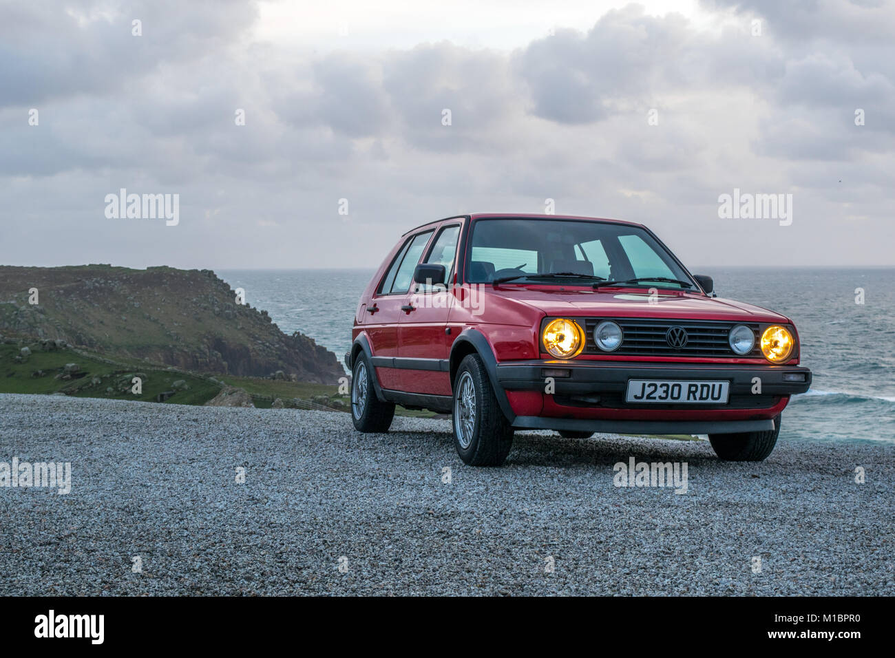 VW Golf MKII ShowCar Land's End Cornwall Foto Stock