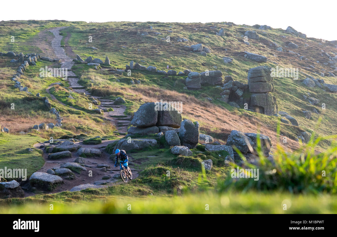 Land's End, Sennen Mountain Bike Foto Stock