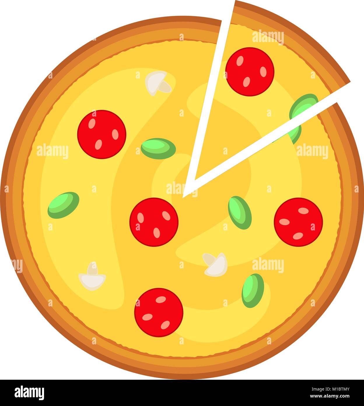 Colorato trancio di pizza fast food poster icona. Illustrazione Vettoriale