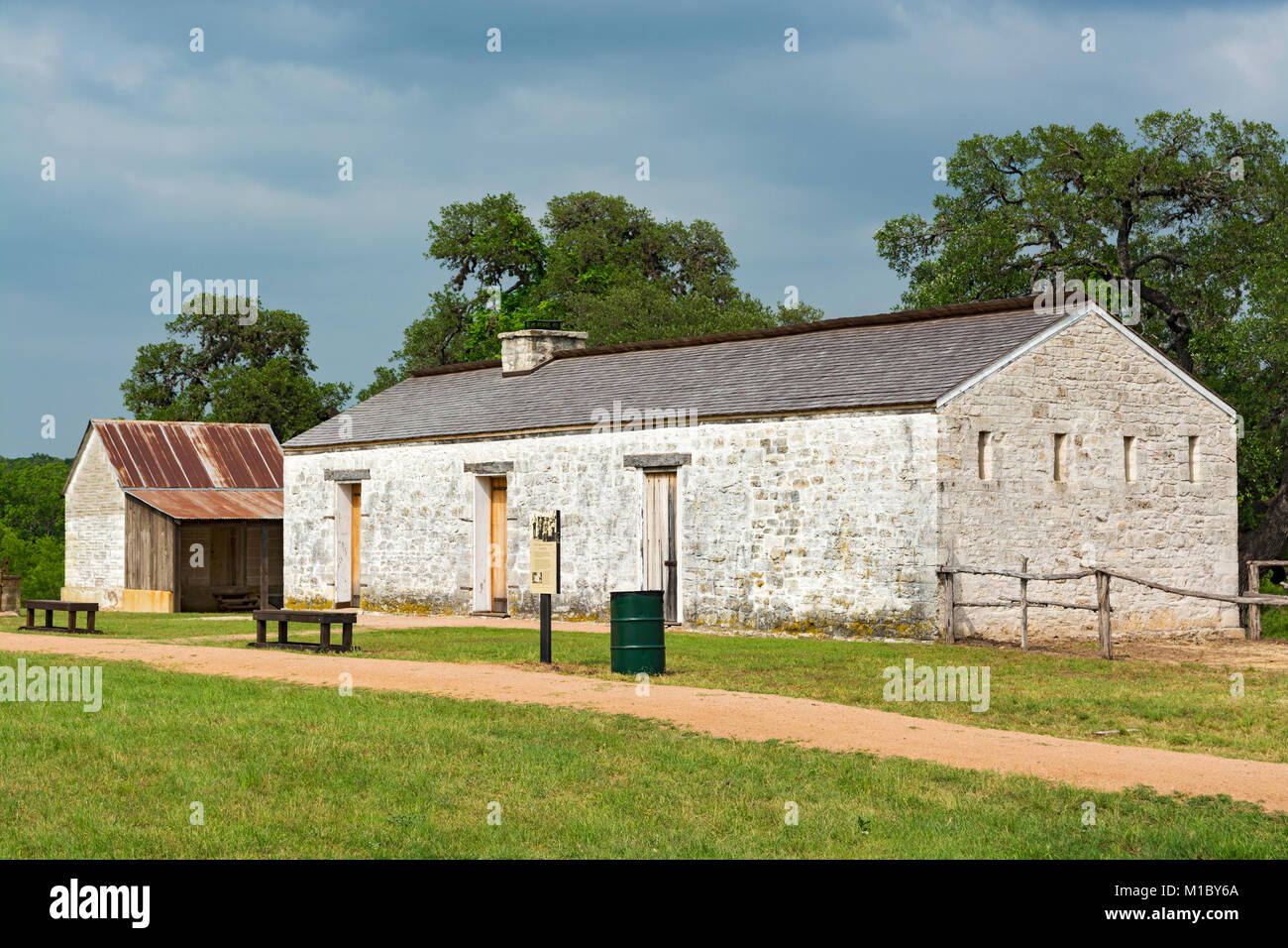 Texas Hill Country, Fredericksburg, Fort Martin Scott, esercito di frontiera post operato 1848-1853, Guardiola originale Foto Stock