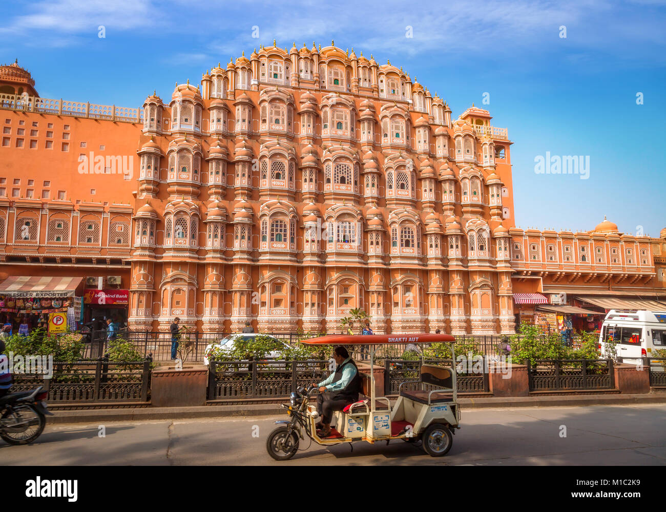 Hawa Mahal Palace Jaipur Rajasthan -famoso edificio architettonico e destinazione turistica Foto Stock