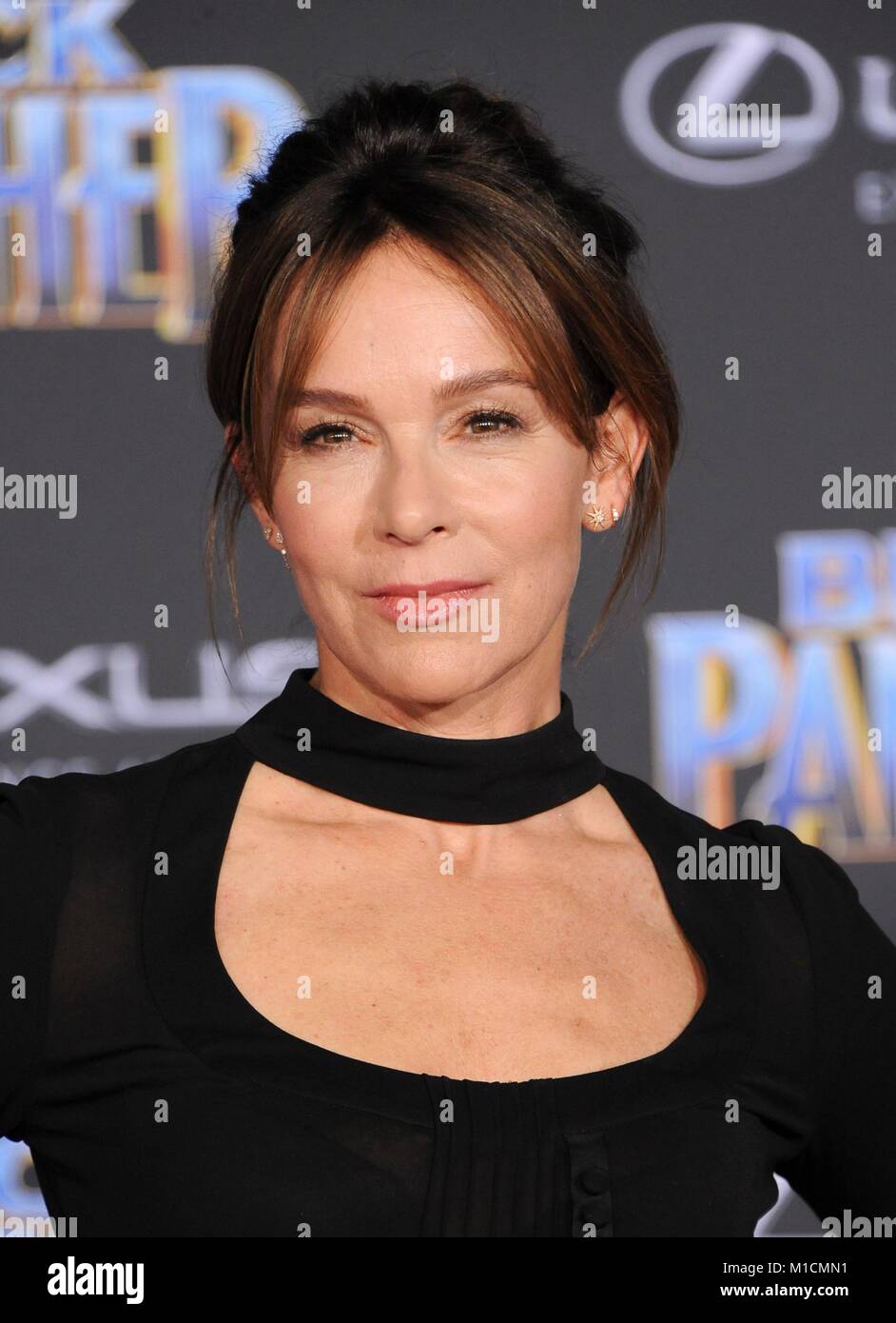 Los Angeles, CA, Stati Uniti d'America. 29 gen, 2018. Jennifer Grey presso gli arrivi per la Marvel Studios Black Panther Premiere, Dolby Theatre a Hollywood e Highland Center, Los Angeles, CA 29 gennaio 2018. Credito: Elizabeth Goodenough/Everett raccolta/Alamy Live News Foto Stock