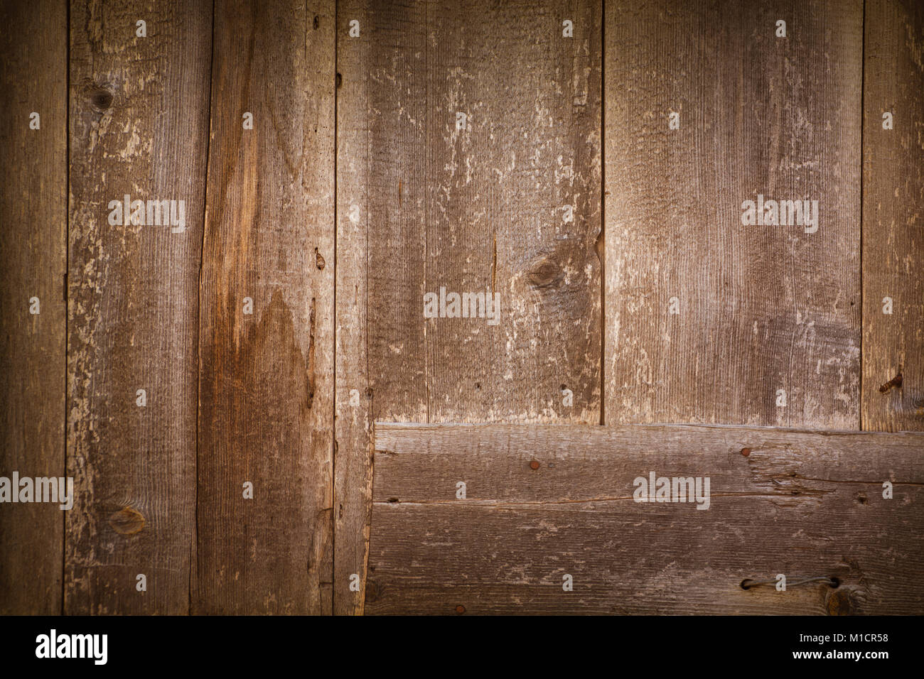 Il legno marrone invecchiata plank, texture di sfondo vintage Foto Stock