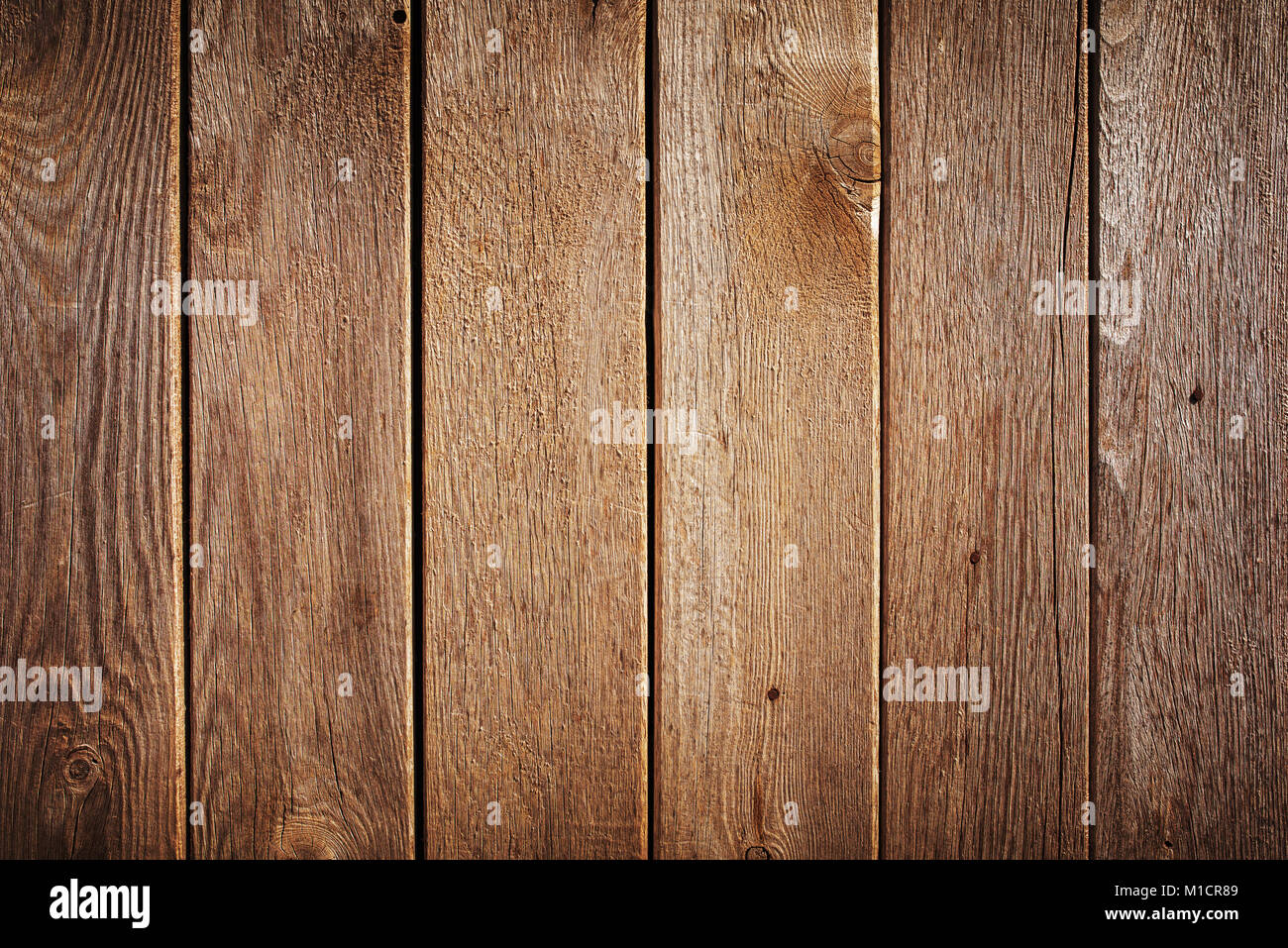 Il legno marrone invecchiata plank, texture di sfondo vintage Foto Stock