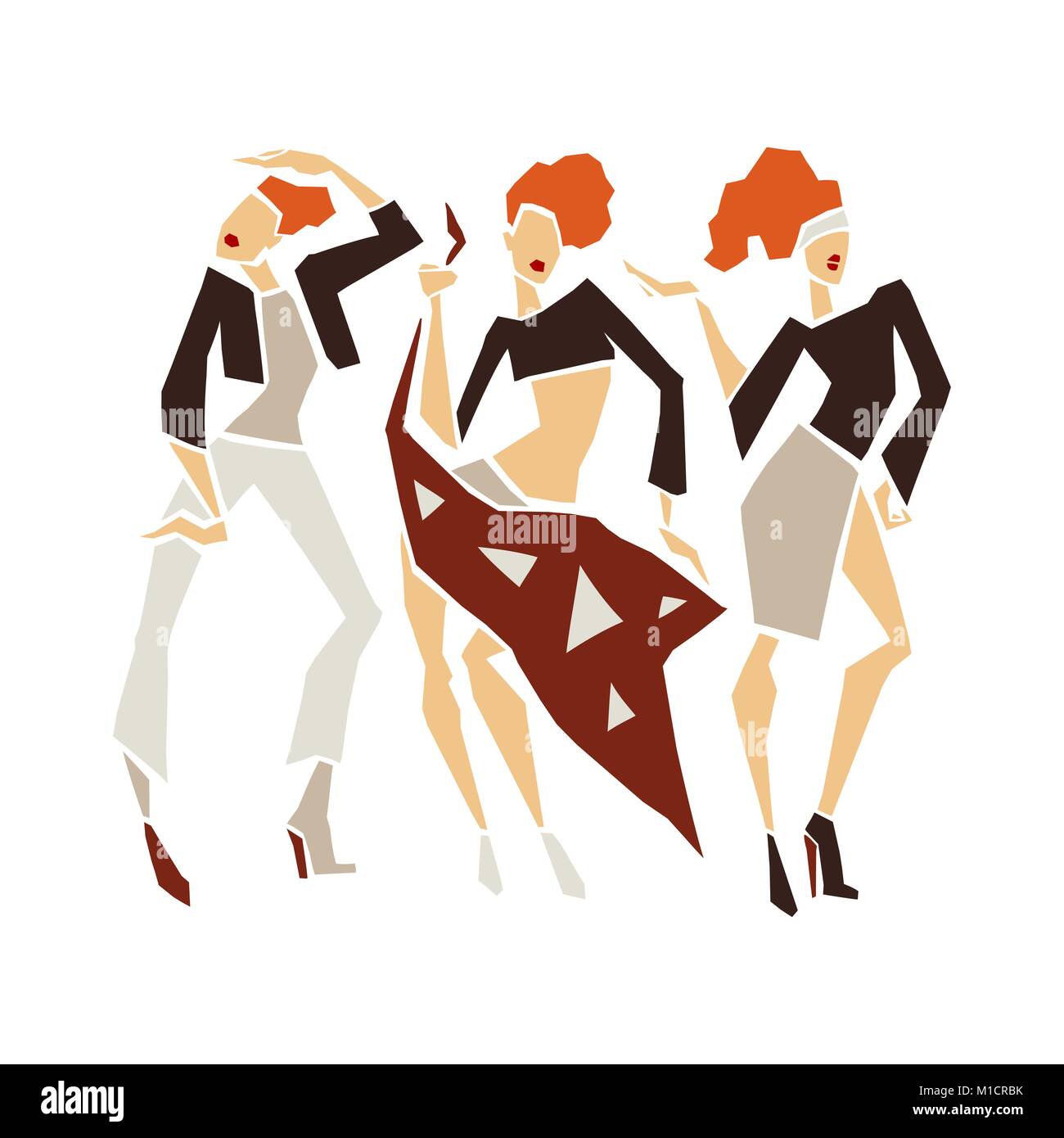 Silhouette fashion girls. Illustrazione Vettoriale