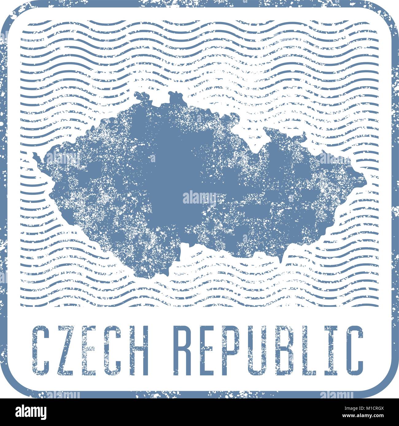 Ceca timbro di viaggio con silhouette di mappa della repubblica Ceca Illustrazione Vettoriale