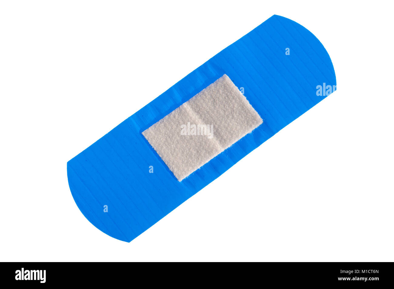 Blu intonaco rilevabile. Cerotto tagliati o isolato su uno sfondo bianco. Primo soccorso intonaco. Foto Stock