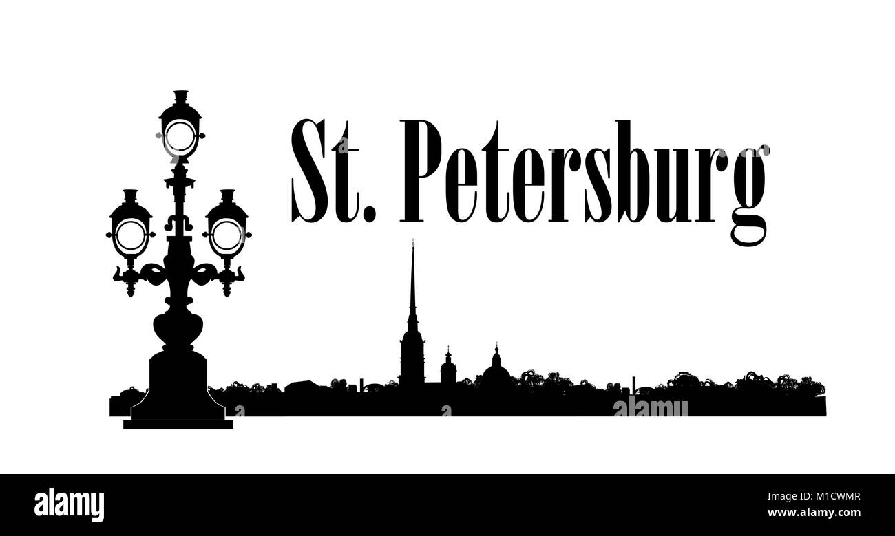 La città di San Pietroburgo, Russia. San Pietro e Paolo cattedrale e palazzo fortezza skyline, fiume Neva vista. Russo Travel background. Illustrazione Vettoriale