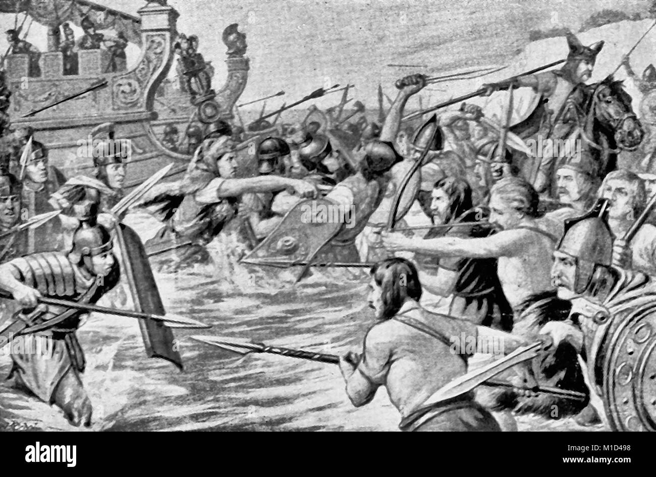 Lo sbarco di Giulio Cesare in Gran Bretagna Foto Stock