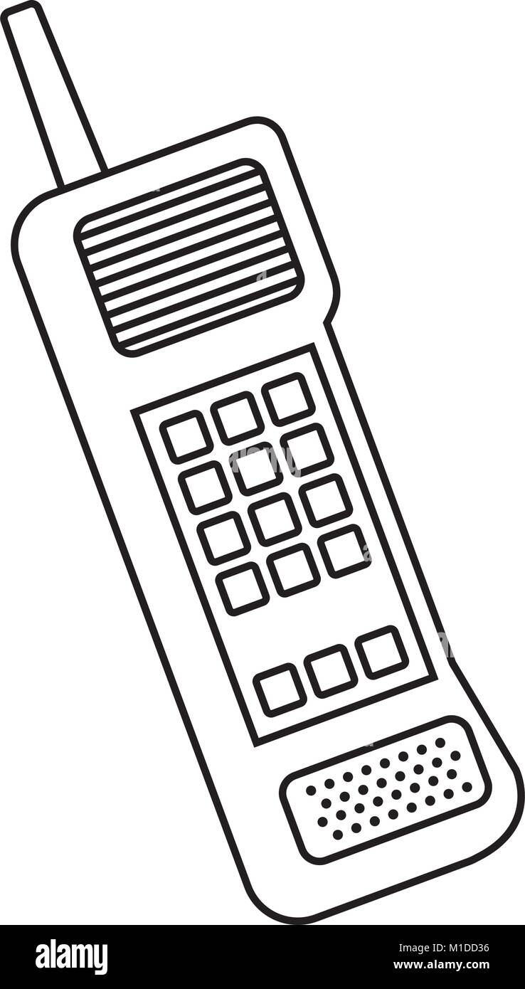 Vecchio telefono cellulare vintage icona di comunicazione Illustrazione Vettoriale