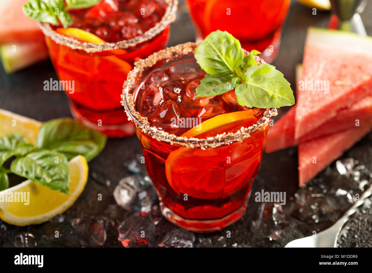 Anguria di agrumi e basilico margarita Foto Stock