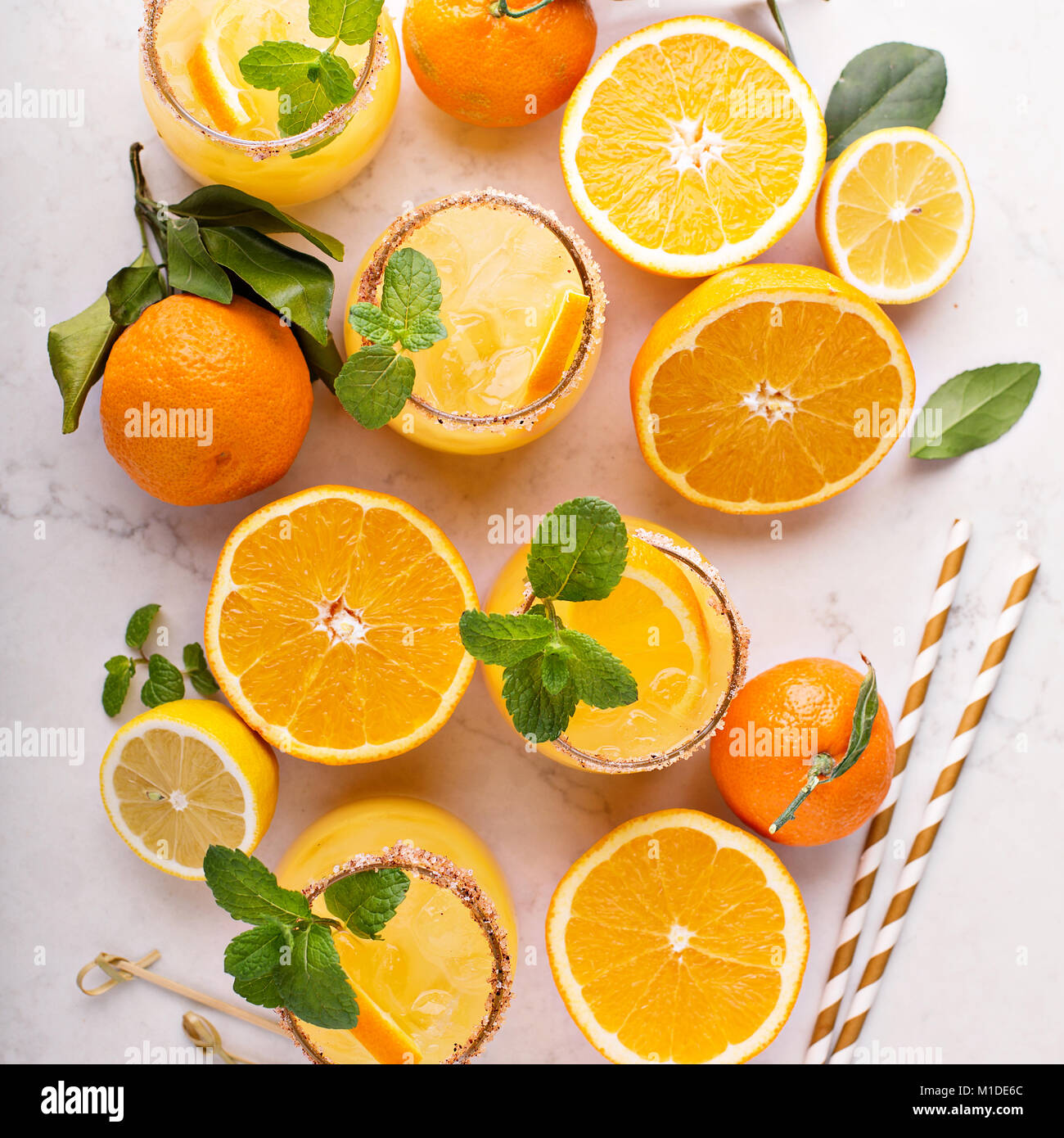 Arancio e limone cocktail Margarita Foto Stock