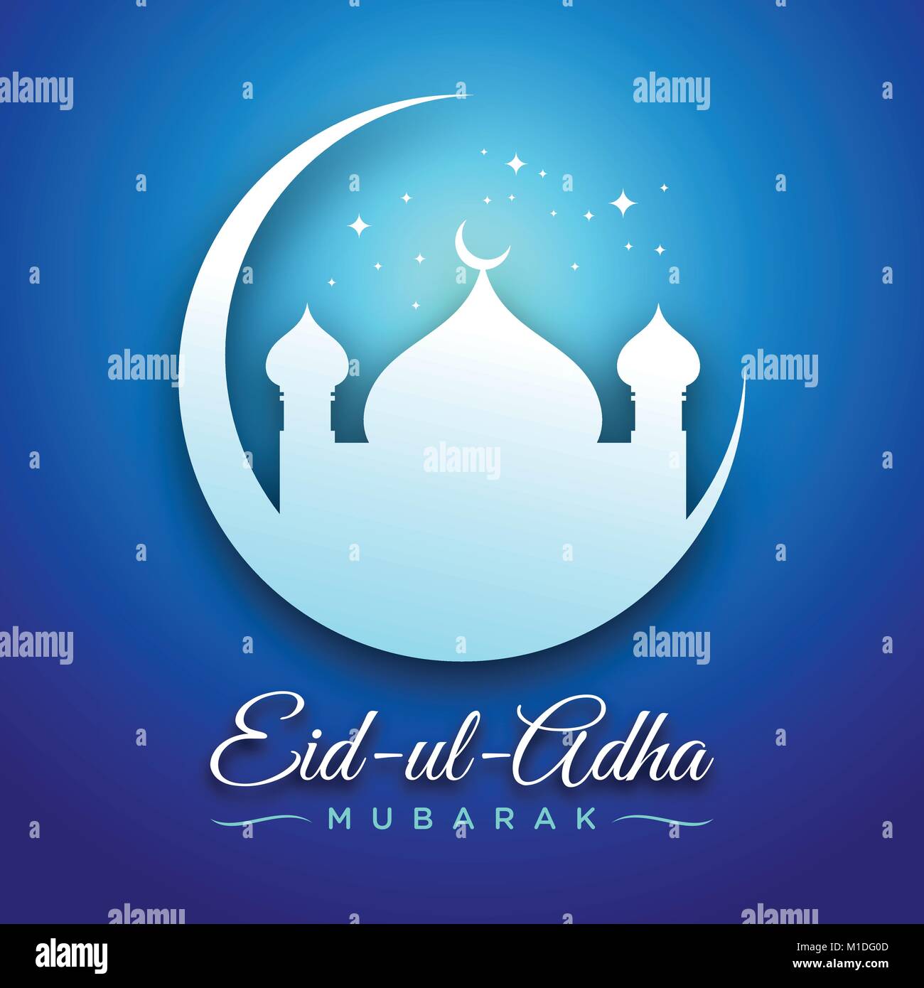Eid-ul-Adha Mubarak scena blu Vector Graphic Design della scheda Illustrazione Vettoriale