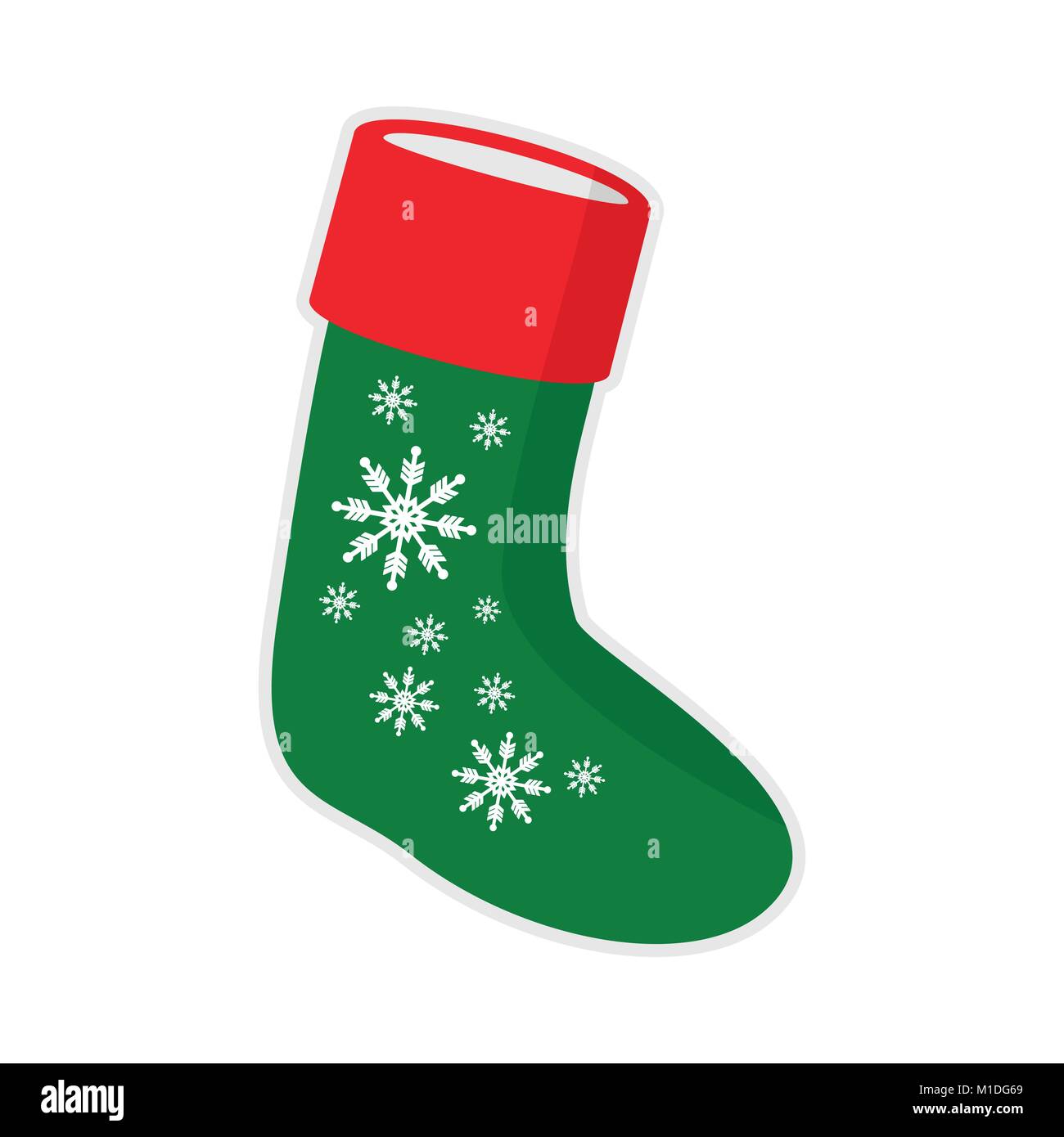 Natale verde calza vettore di fiocco di neve illustrazione grafica simbolo segno di Design Illustrazione Vettoriale