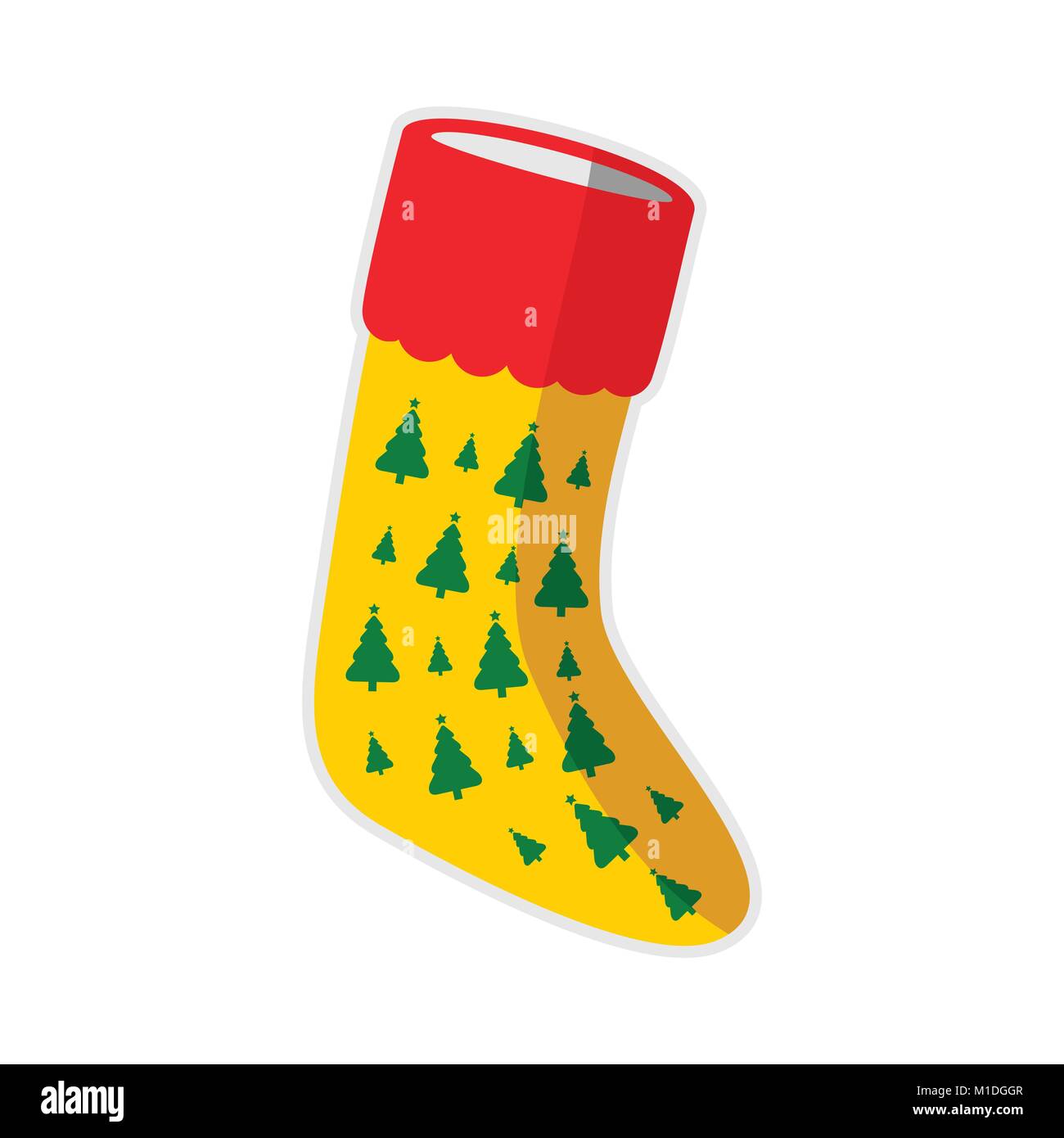 Natale calza giallo alberi vettore grafico illustrazione simbolo segno di Design Illustrazione Vettoriale