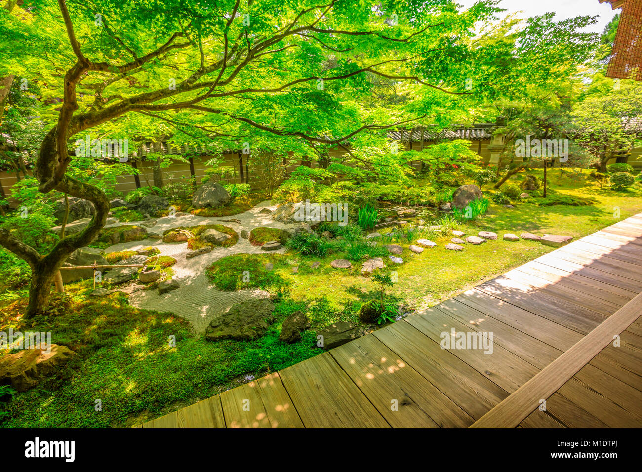 Giardino Zen Kyoto Foto Stock