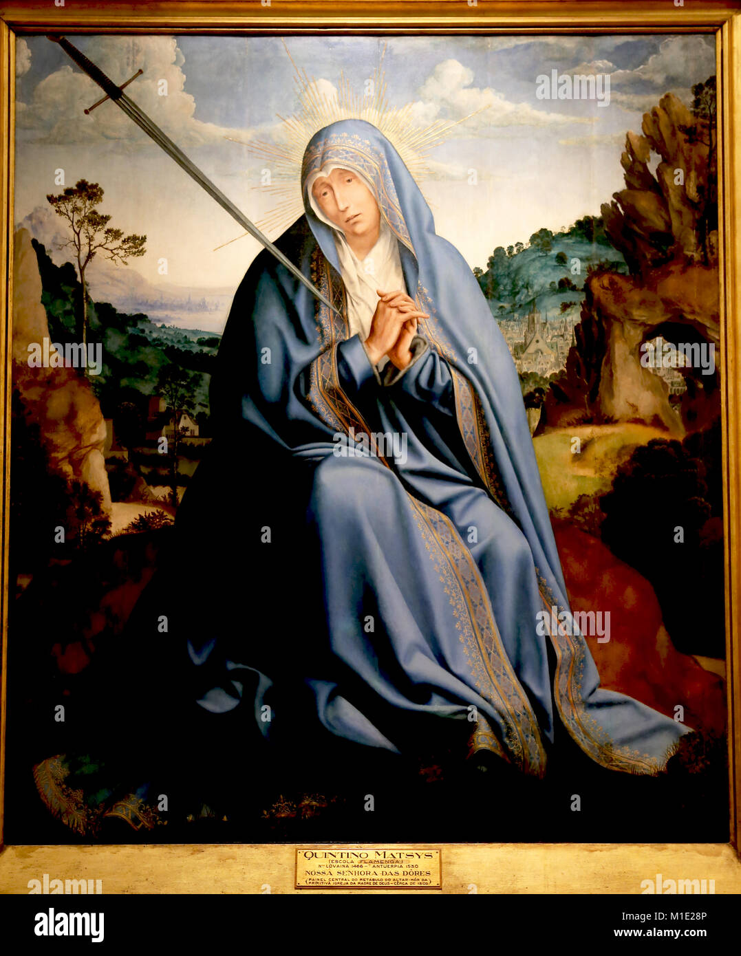 Vergine dei dolori. Dipinto da Qentin Matsys o dalla sua bottega. C. 1510. Olio su tela. Arte Antiga, Lisbona. Foto Stock