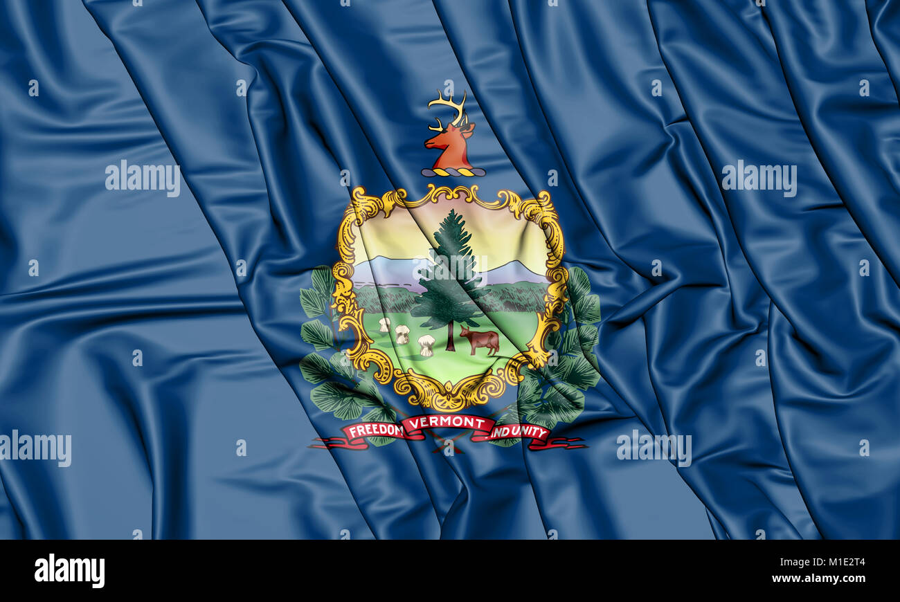 3D Bandiera dello stato del Vermont, USA. 3D'illustrazione. Foto Stock
