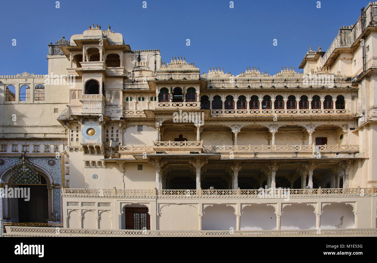La città è incredibile palazzo, Udaipur, Rajasthan, India Foto Stock