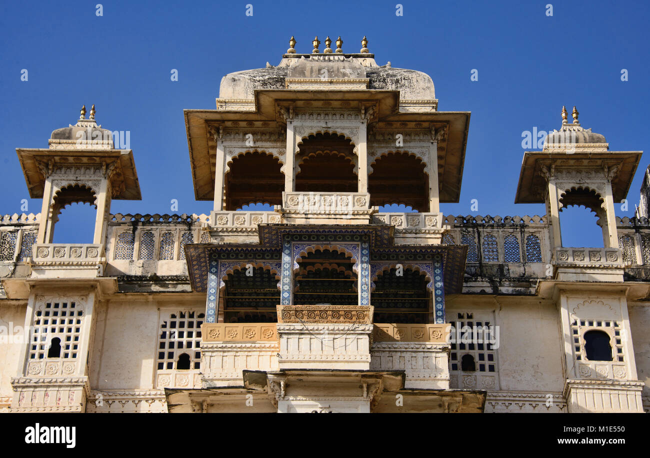 La città è incredibile palazzo, Udaipur, Rajasthan, India Foto Stock