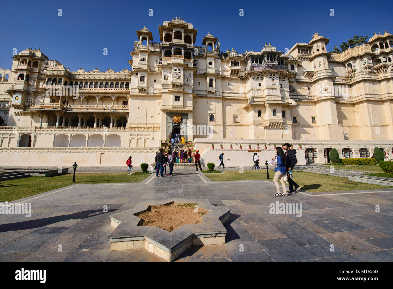 La città è incredibile palazzo, Udaipur, Rajasthan, India Foto Stock