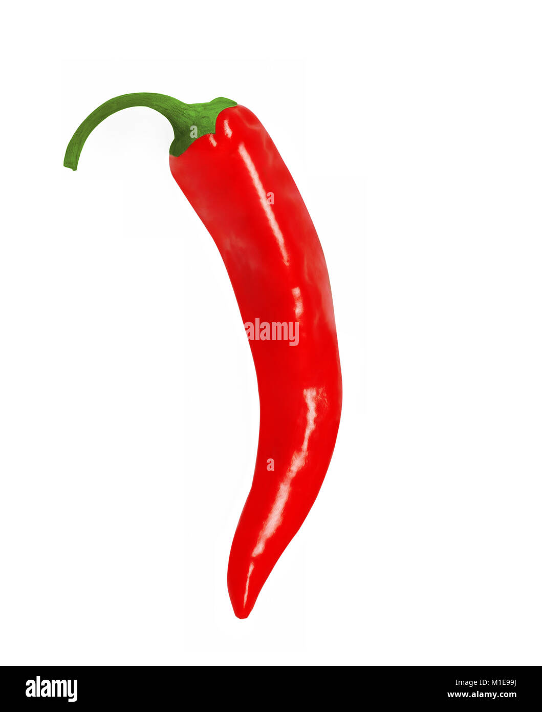 Pepe isolato. Un peperoncino rosso isolato su sfondo bianco Foto Stock