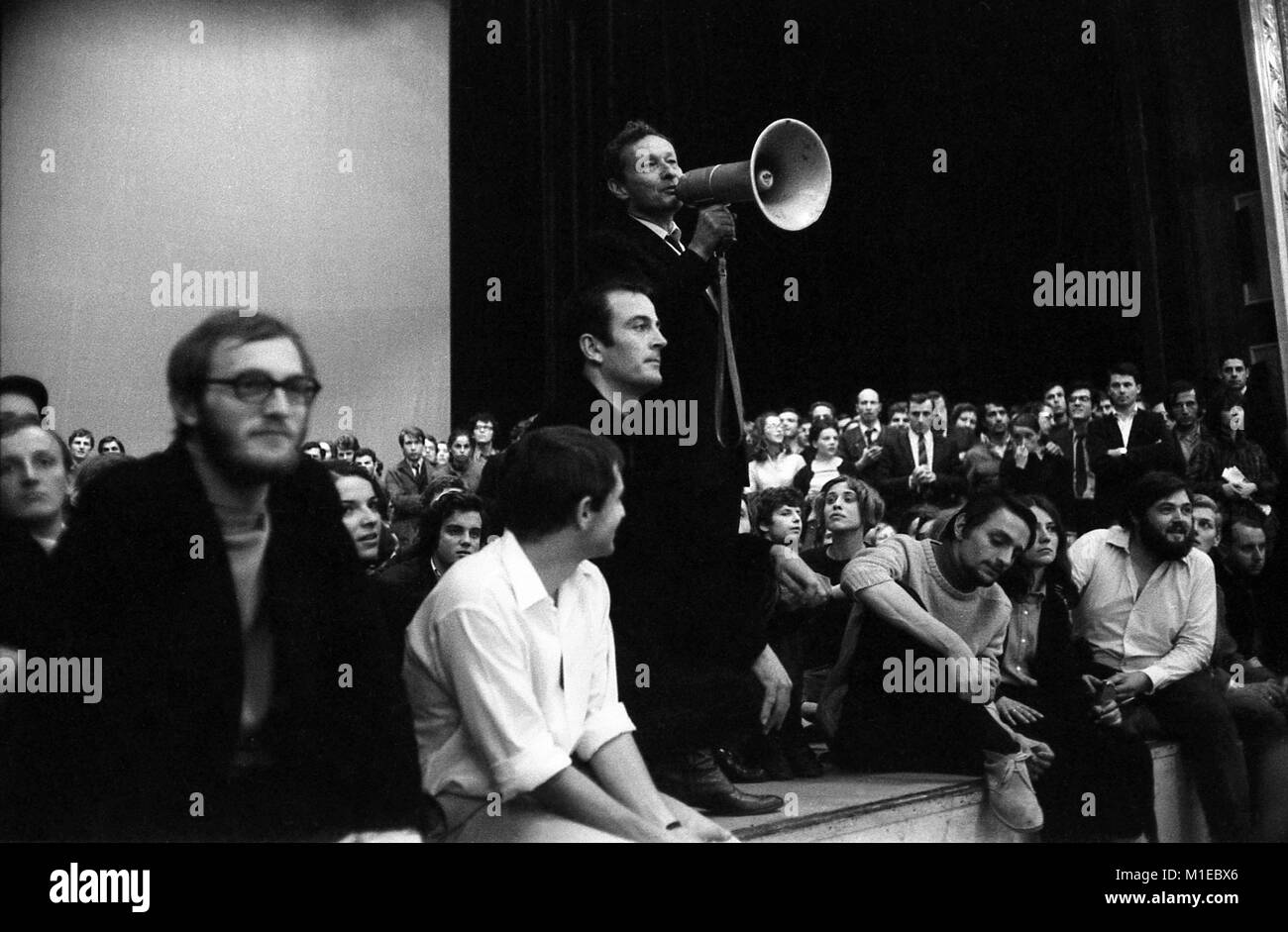 Philippe Gras / Le Pictorium - Maggio 68 - 1968 - Francia / Ile-de-France (Regione) / Parigi - Jean-Louis Barrault, presso il Teatro de l'Odeon, 1968 Foto Stock