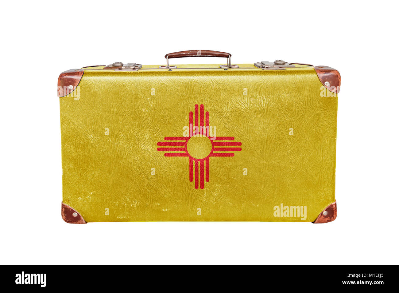 Vintage valigia con Stati Uniti nuova bandiera del Messico Foto Stock