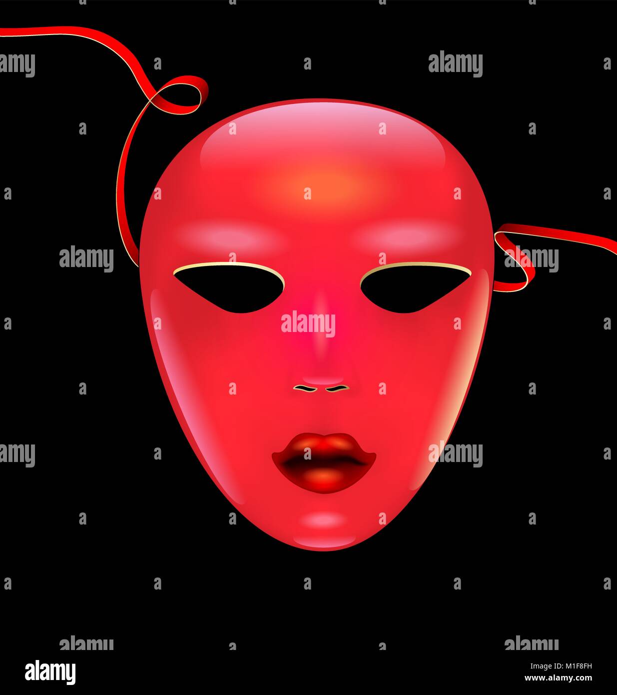 Colore rosso giallo maschera del viso Illustrazione Vettoriale