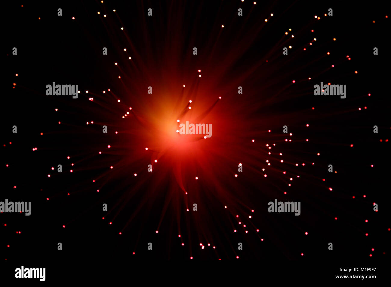 In fibra ottica astratta della lampada su sfondo nero Foto Stock