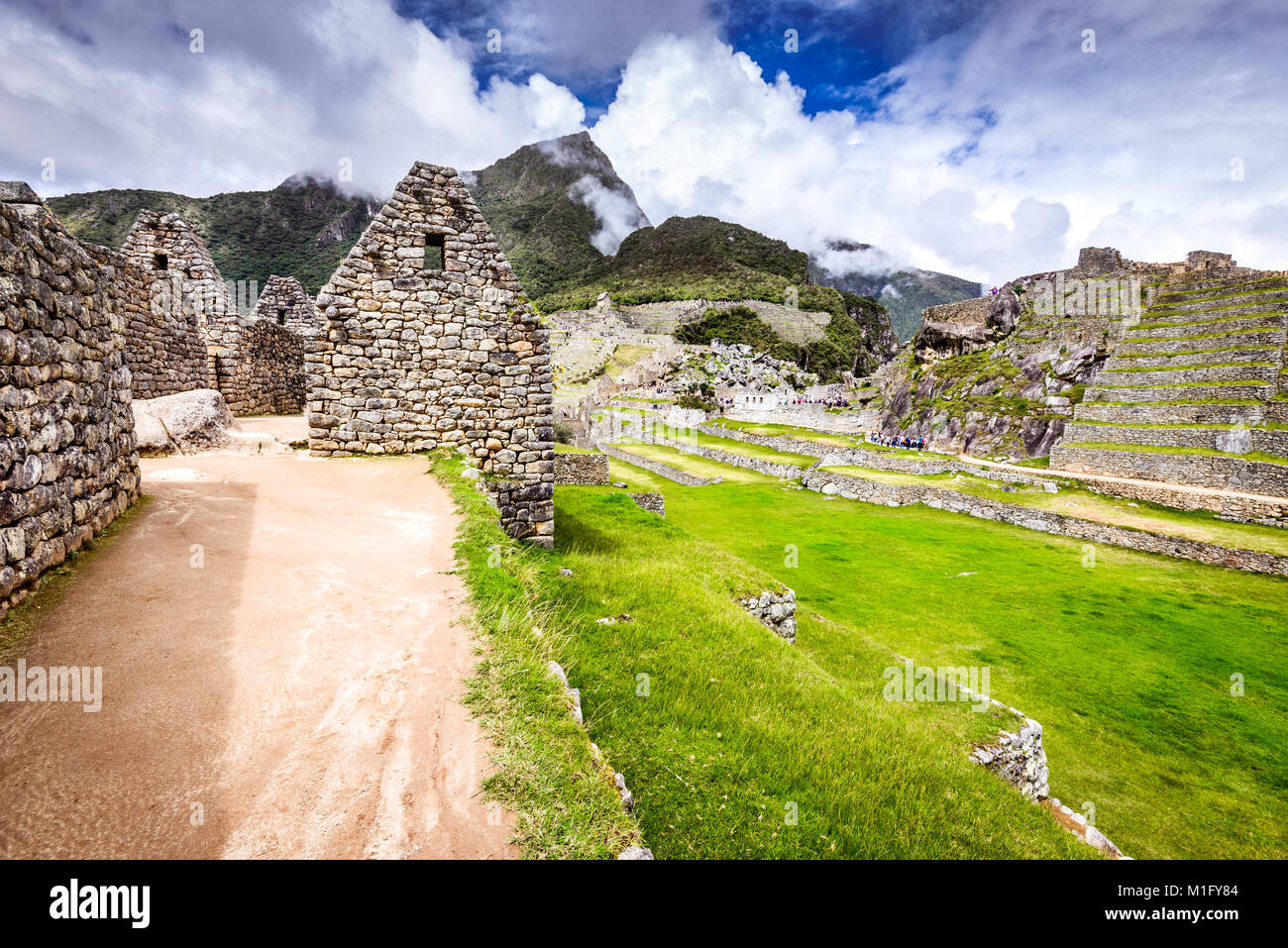 Machu Picchu, Cusco Peru - Rovine di Inca Empire City e Machupicchu montagna, la Valle Sacra. Incredibile wonder world in Sud America. Foto Stock