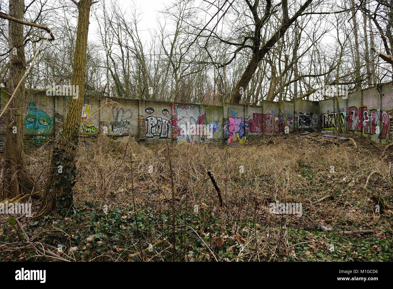 Berlino, il pezzo riscoperto del muro di Berlino del 1961, foto Kazimierz Jurewicz, Foto Stock