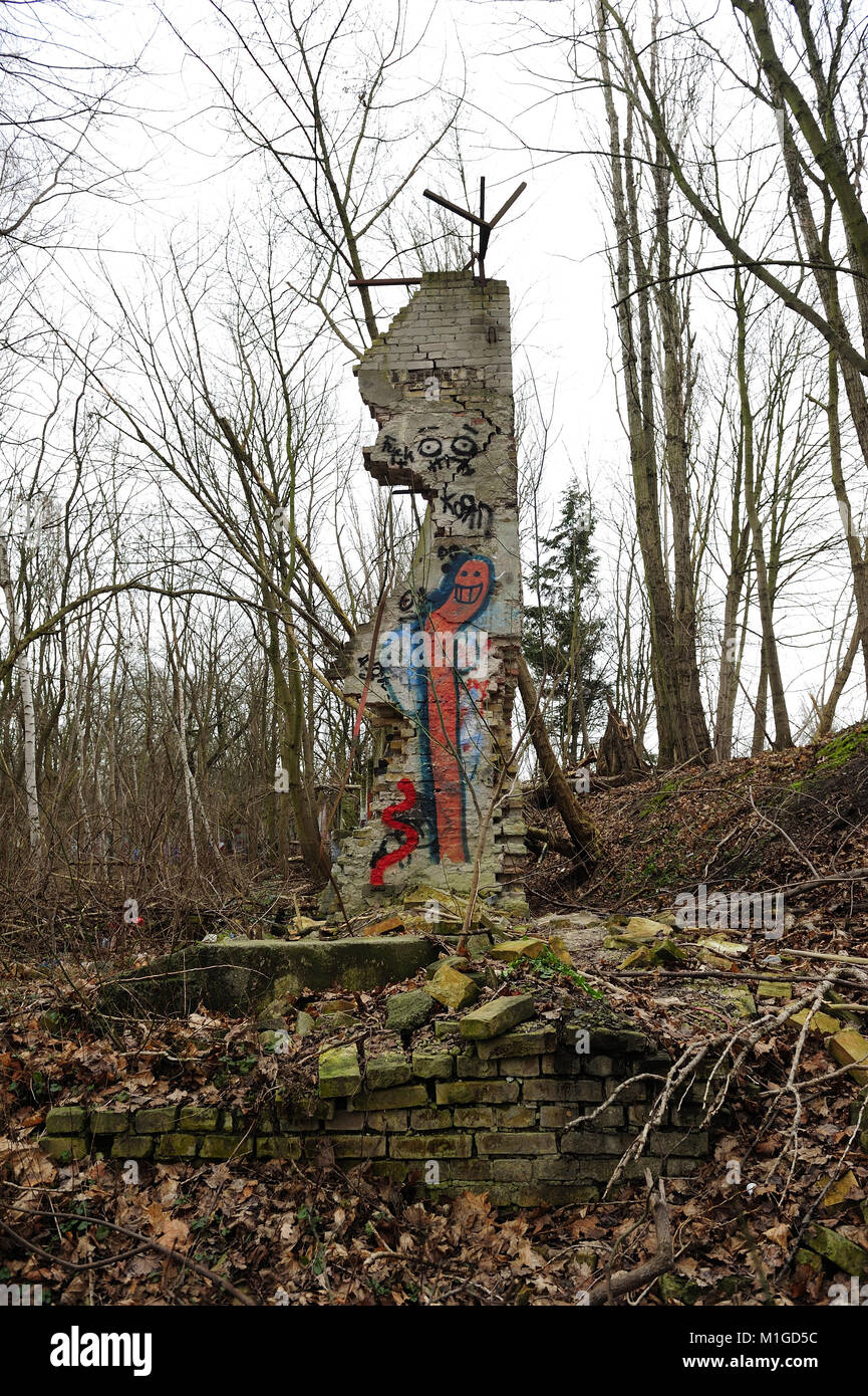 Berlino, il pezzo riscoperto del muro di Berlino del 1961, foto Kazimierz Jurewicz, Foto Stock