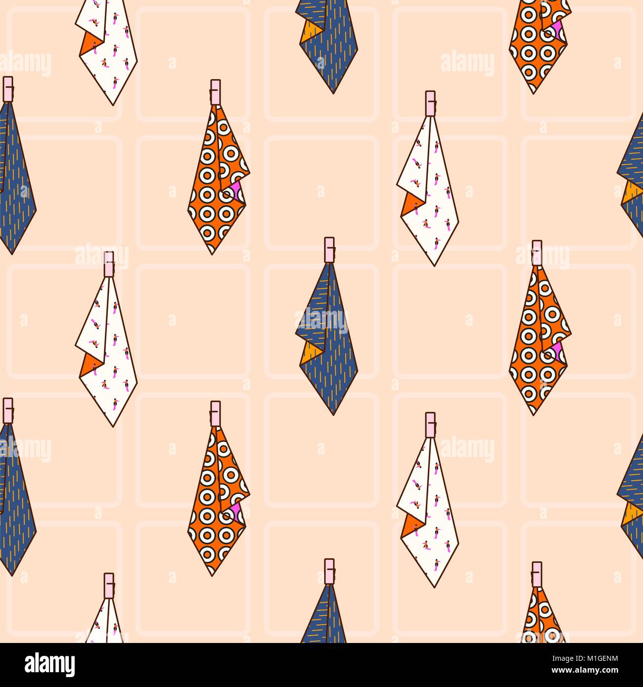 Gli asciugatutto da cucina appesa al gancio vettore seamless pattern. Illustrazione Vettoriale