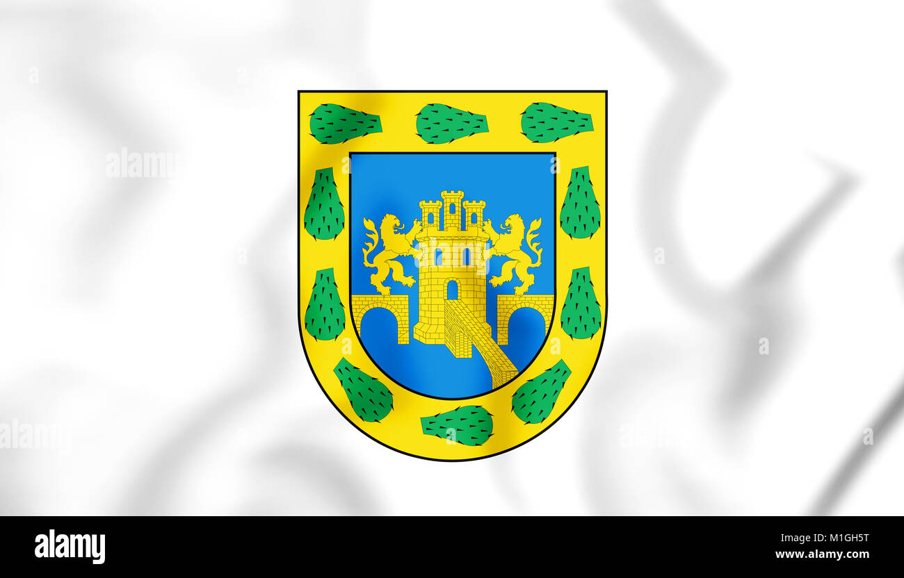3D Bandiera del Distretto Federale Messicano. 3D'illustrazione. Foto Stock