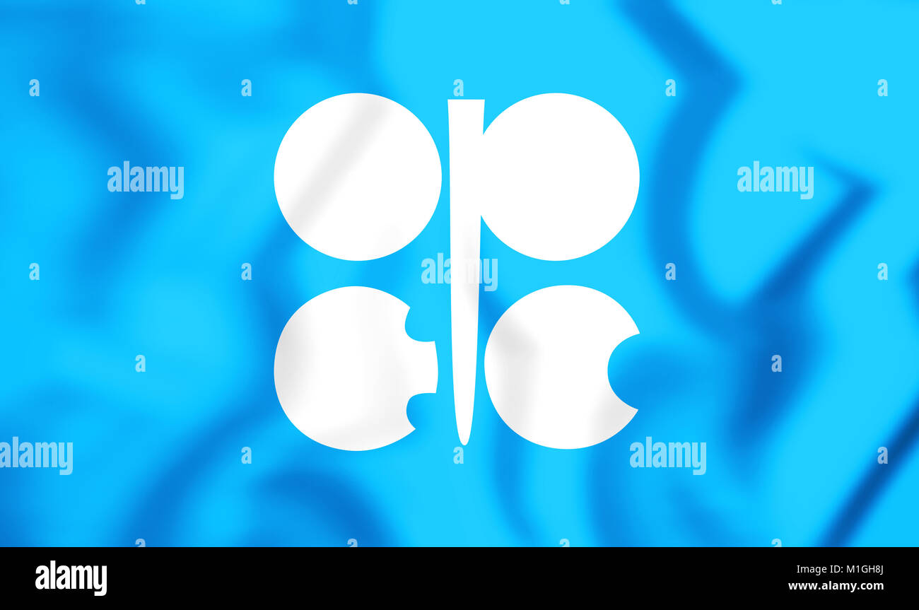 3D bandiera dell'OPEC. 3D'illustrazione. Foto Stock