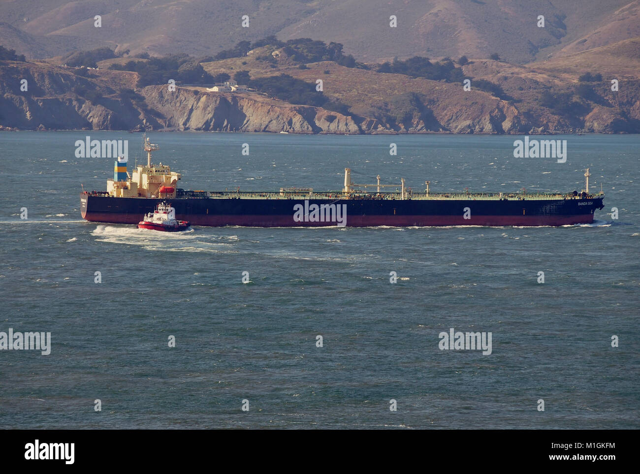 Banda Mare, grezzo petroliera e rimorchiatore, San Francisco, California Foto Stock