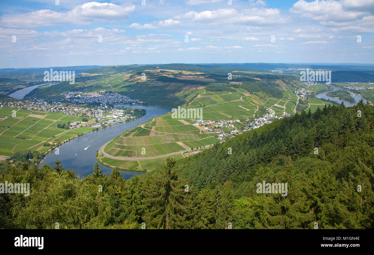 Vista dalla Torre cinque laghi vista, Detzem, Mosella, Renania-Palatinato, Germania, Europa Foto Stock