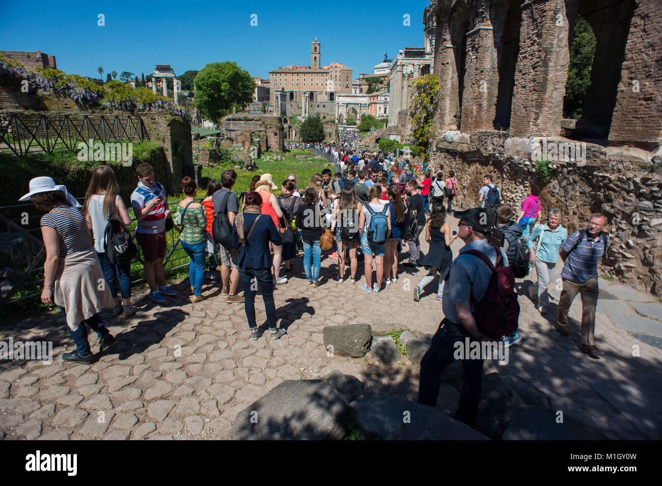 Roma, Italia. Via Sacra. Fori Imperiali. Foto Stock