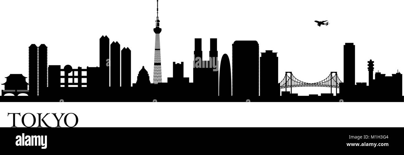 Il Tokyo City silhouette. Lo skyline di vettore illustrazione Illustrazione Vettoriale