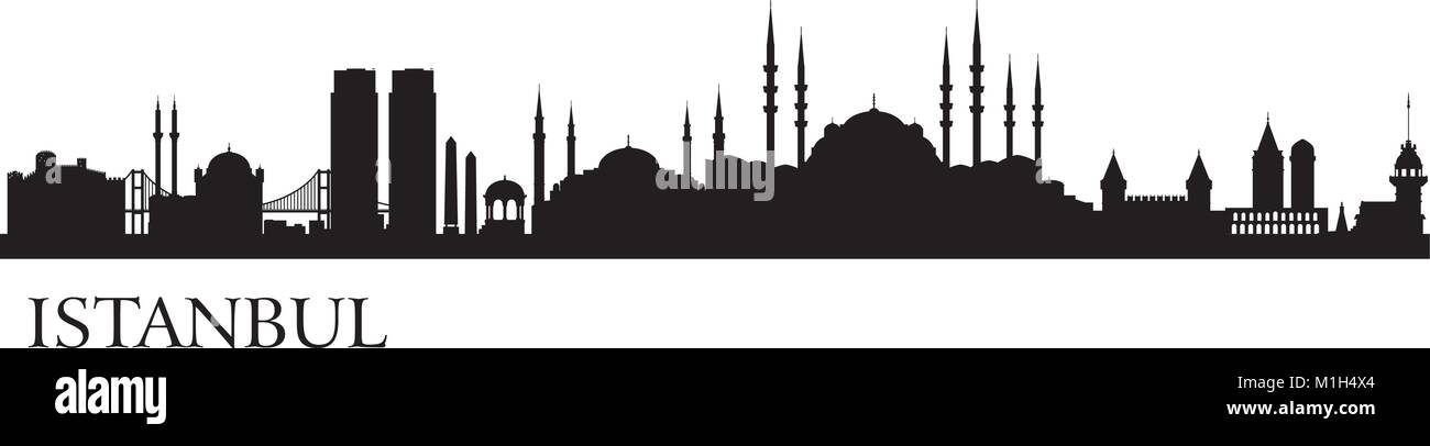 Istanbul city silhouette. Lo skyline di vettore illustrazione Illustrazione Vettoriale