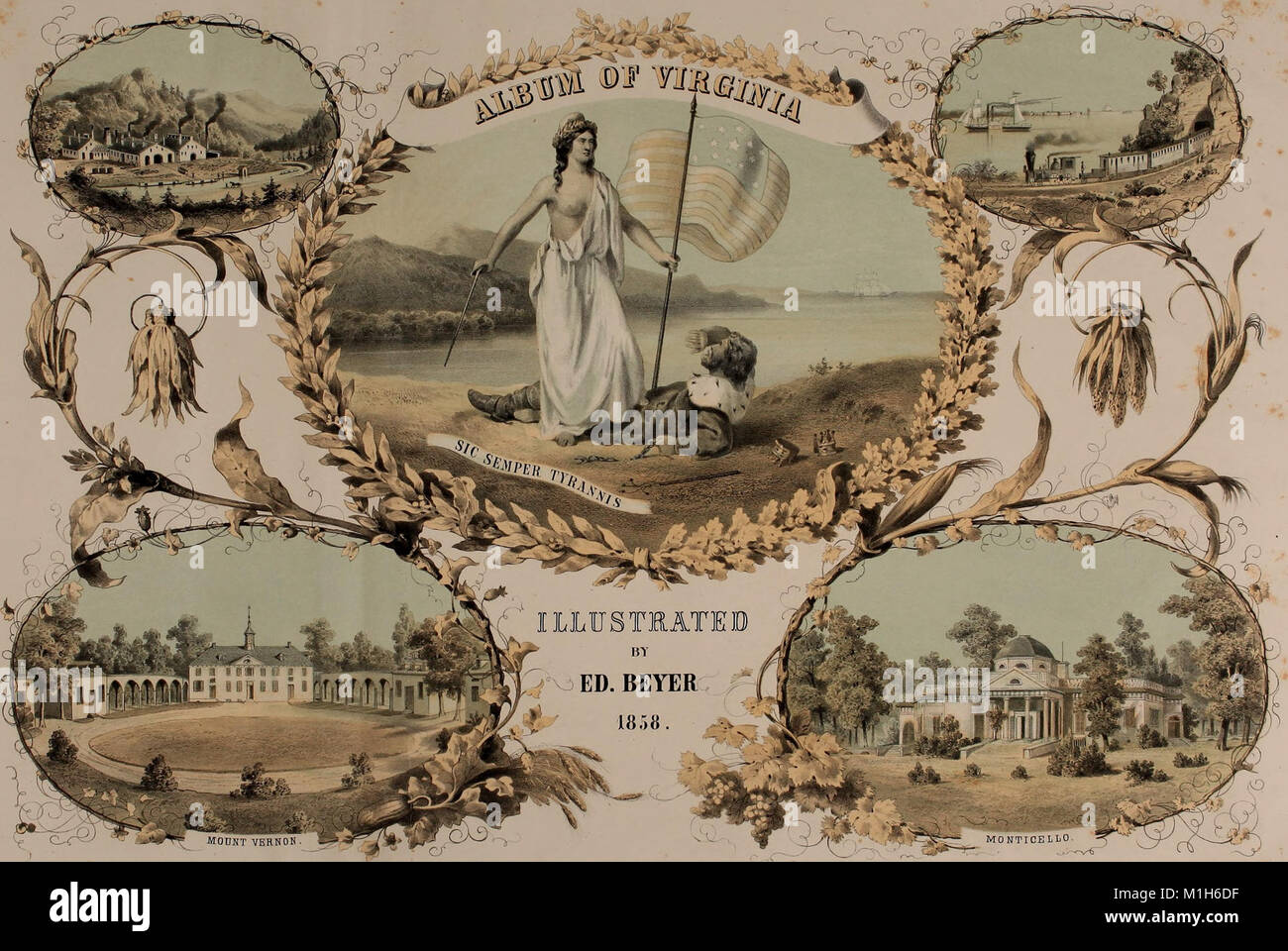 L'album of Virginia del 1858 è una raccolta di contenuti visivi e descrittivi che mettono in risalto i paesaggi, l'architettura e gli elementi culturali della Virginia, offrendo uno sguardo dettagliato alle caratteristiche dello stato durante la metà del XIX secolo. Foto Stock